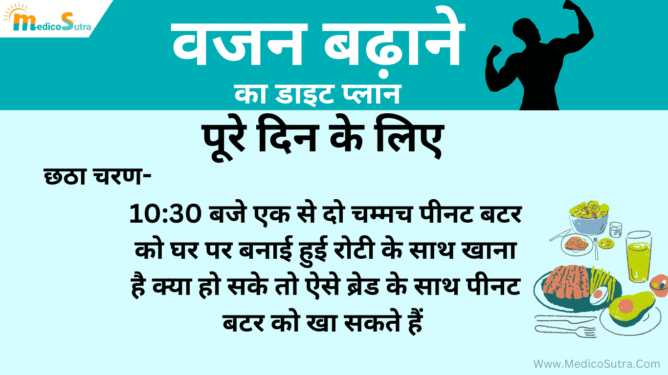 वजन बढ़ाने का डाइट प्लान पूरे दिन के लिए; Full day diet plan for 10kg weight gain in 1 month in hindi » MedicoSutra वजन बढ़ाने का डाइट प्लान